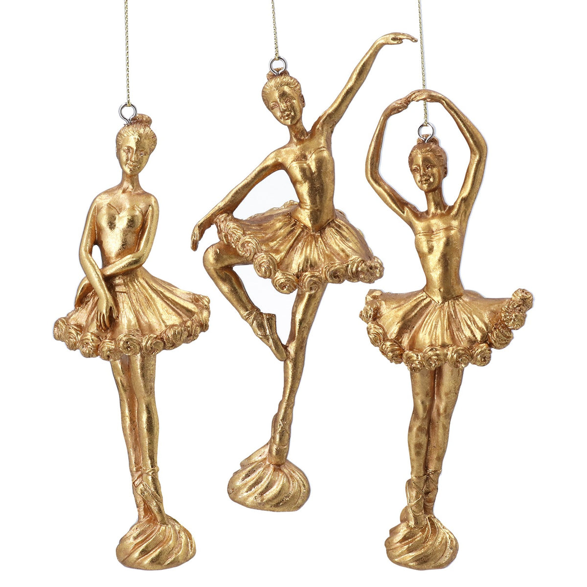 Gisela Graham - Resin Golden Ballerina Christmas Decoration Single - 17cm