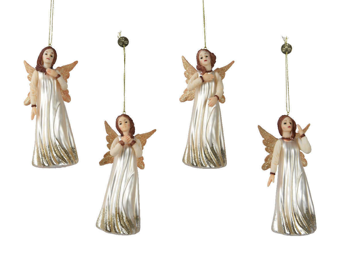 Gold Glitter Pearl Angel Hanging Tree Decoration