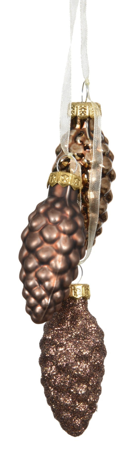 Hanging Glass Pinecone Bundle - Set of 3