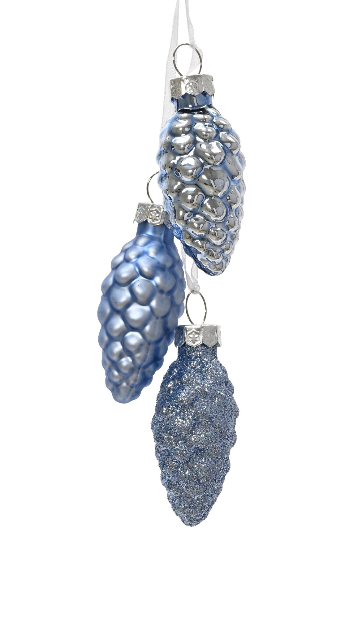 Hanging Glass Pinecone Bundle - Set of 3