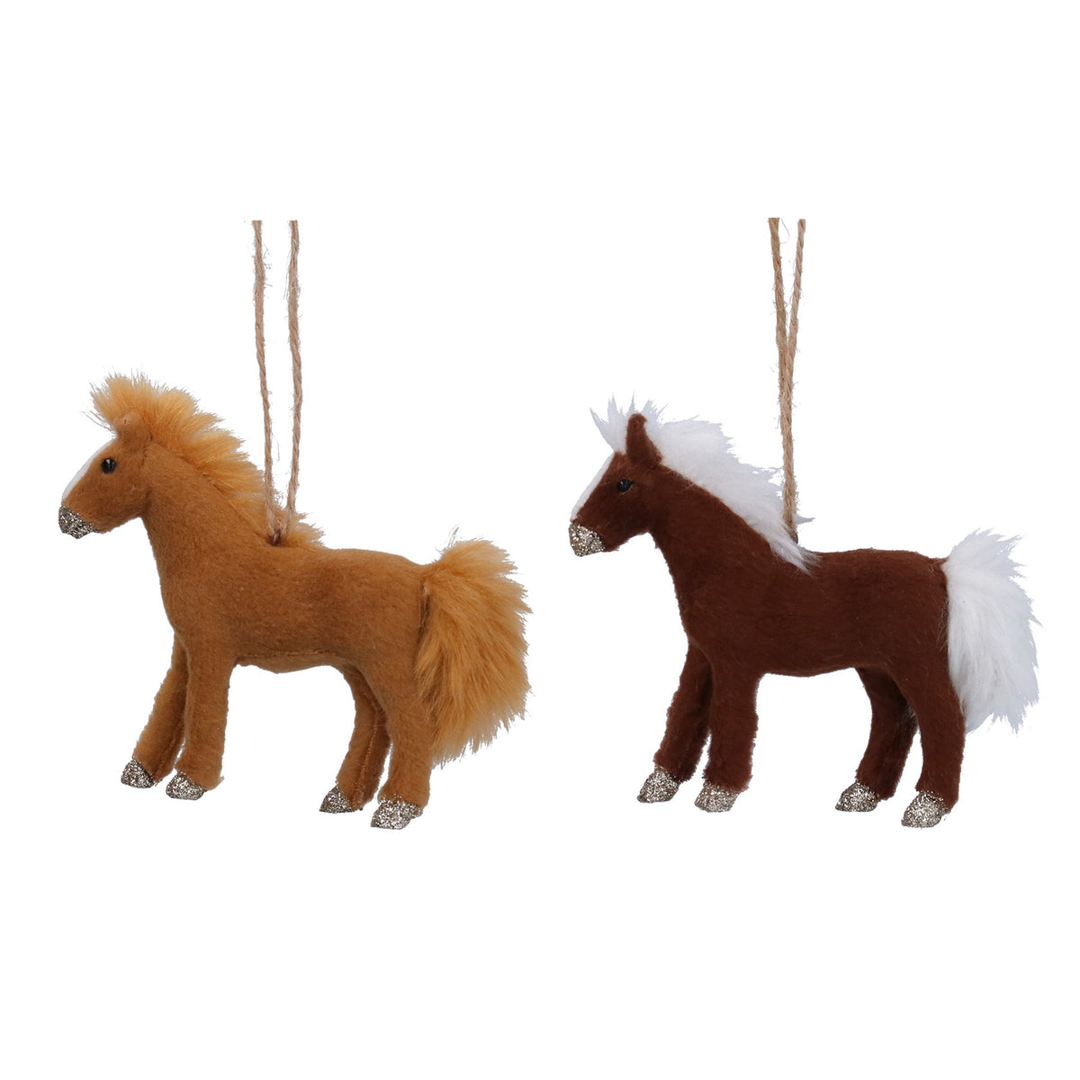 Gisela Graham - Faux Fur Horse Christmas Hanging Bauble Single - 12cm