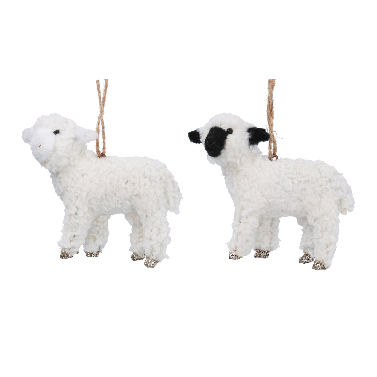 Gisela Graham - Faux Fur Lamb Christmas Hanging Bauble Single - 9cm