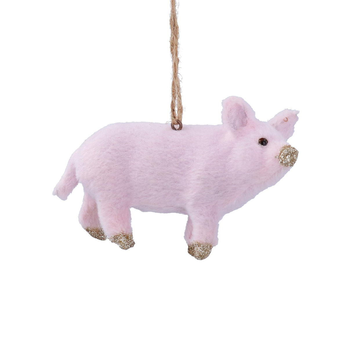 Gisela Graham - Faux Fur Pig Christmas Hanging Bauble 12cm