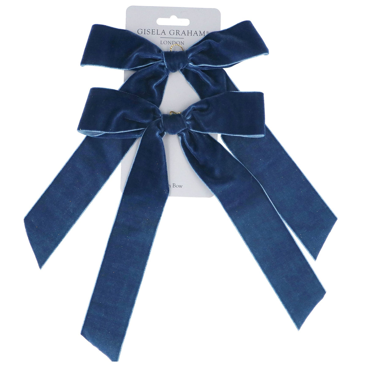 Gisela Graham Pack of 2 Royal Blue Velvet Bows - 25cm