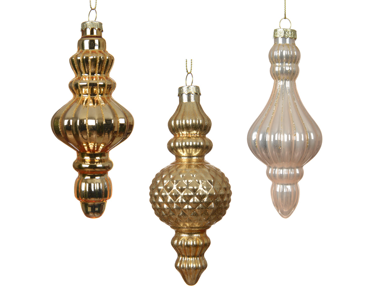 Single Gold/Pearl Shiny Bauble with Glitter 5.8cm
