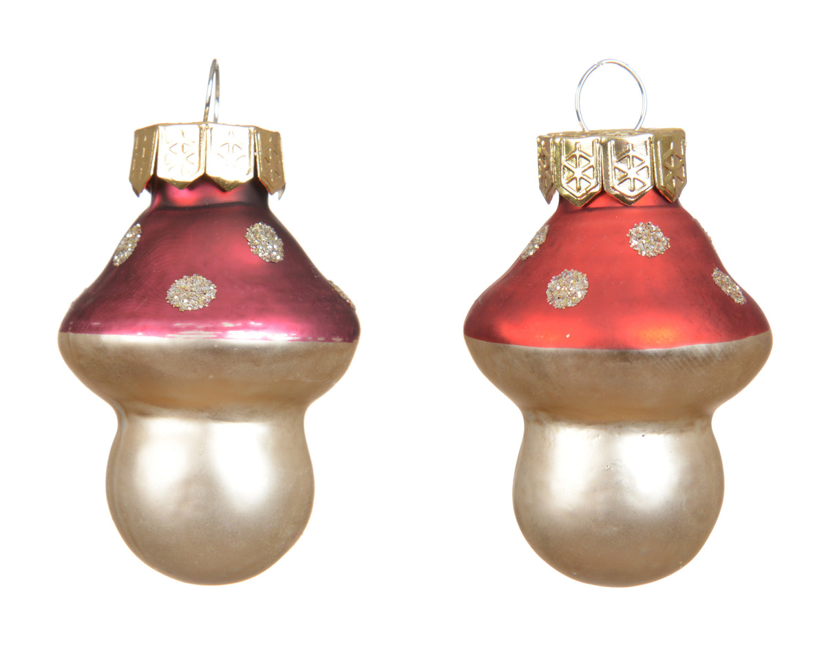 Oxblood/Christmas Red Pack of Mushroom Baubles 4.5cm