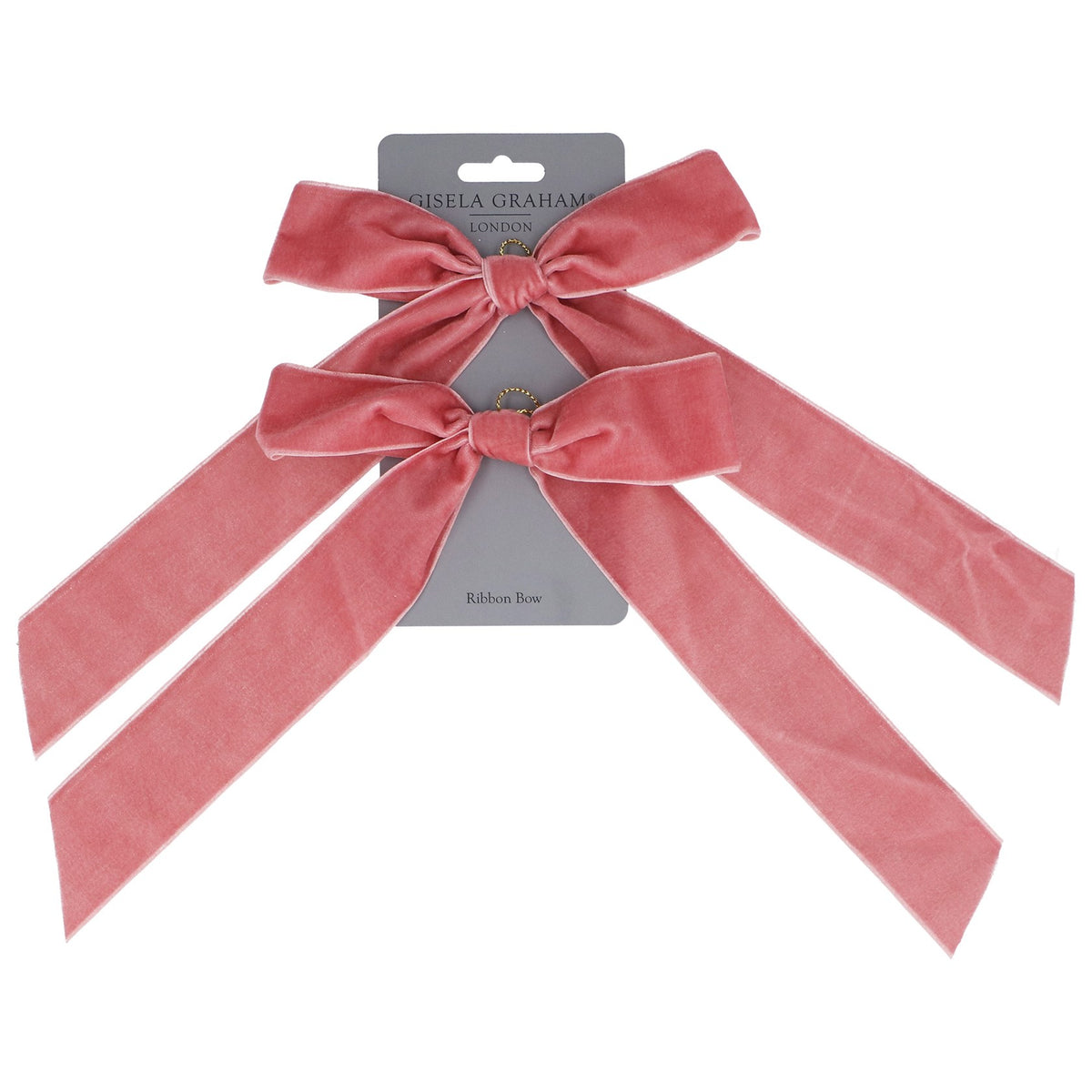 Gisela Graham - Pack of 2 Dusky Pink Velvet Bows - 29cm