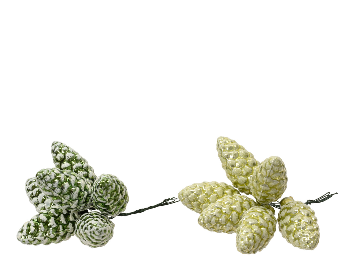 Light or Dark Green Shiny Pinecones - Bundle of 6