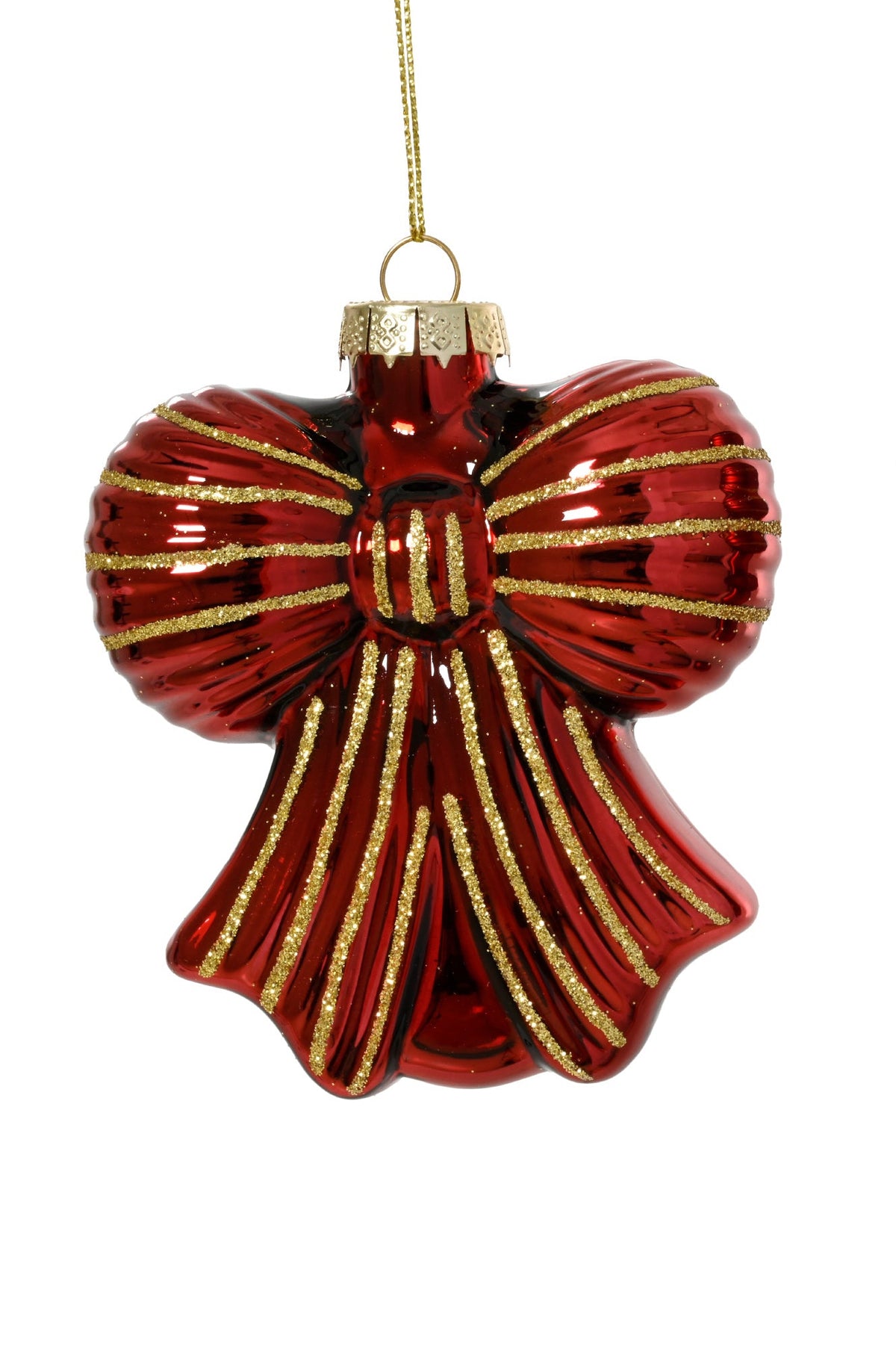 Oxblood Glass Bow Shaped Bauble - 8cm