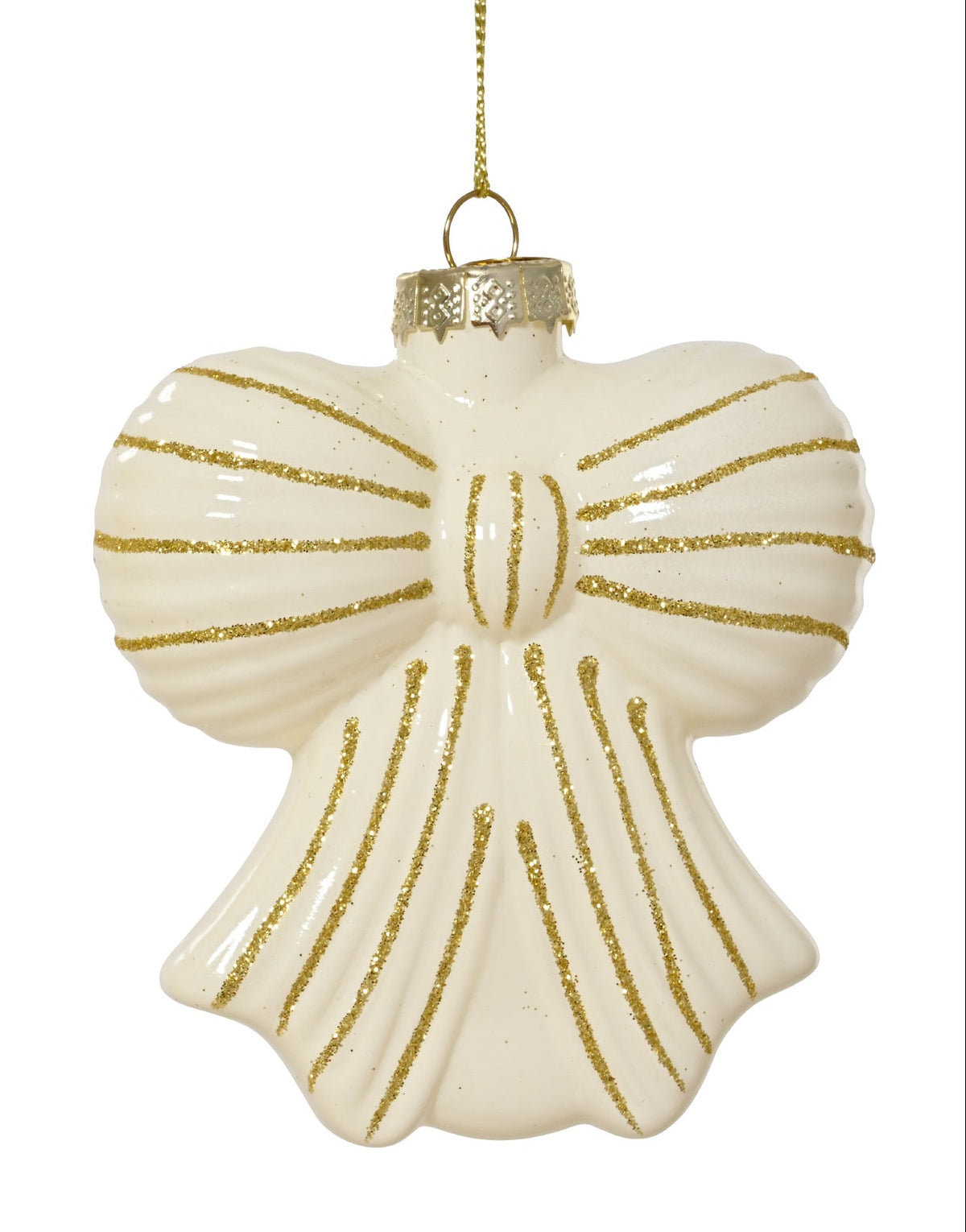 Wool White Glass Bow Shaped Bauble - 8cm