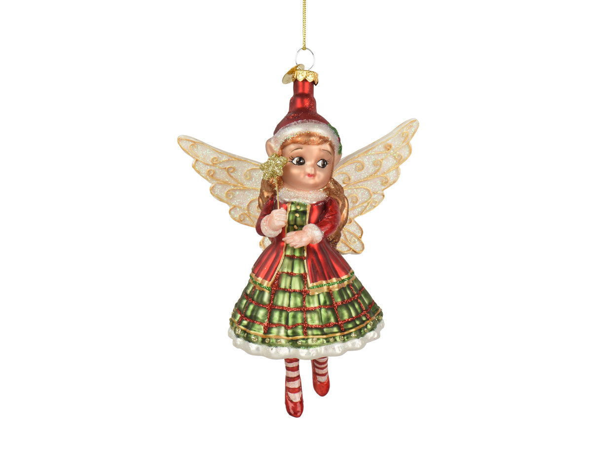 Glass Angel Bauble with Wand 14.8cm