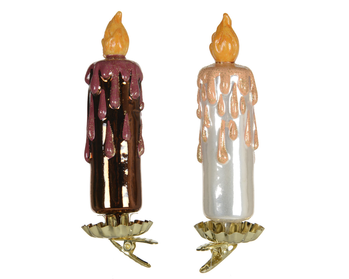 Melting Effect Glass Candle on Clip Christmas Tree Bauble 14.6cm