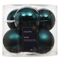 Glass Emerald Matte & Shiny Baubles 8cm - Pack of 6