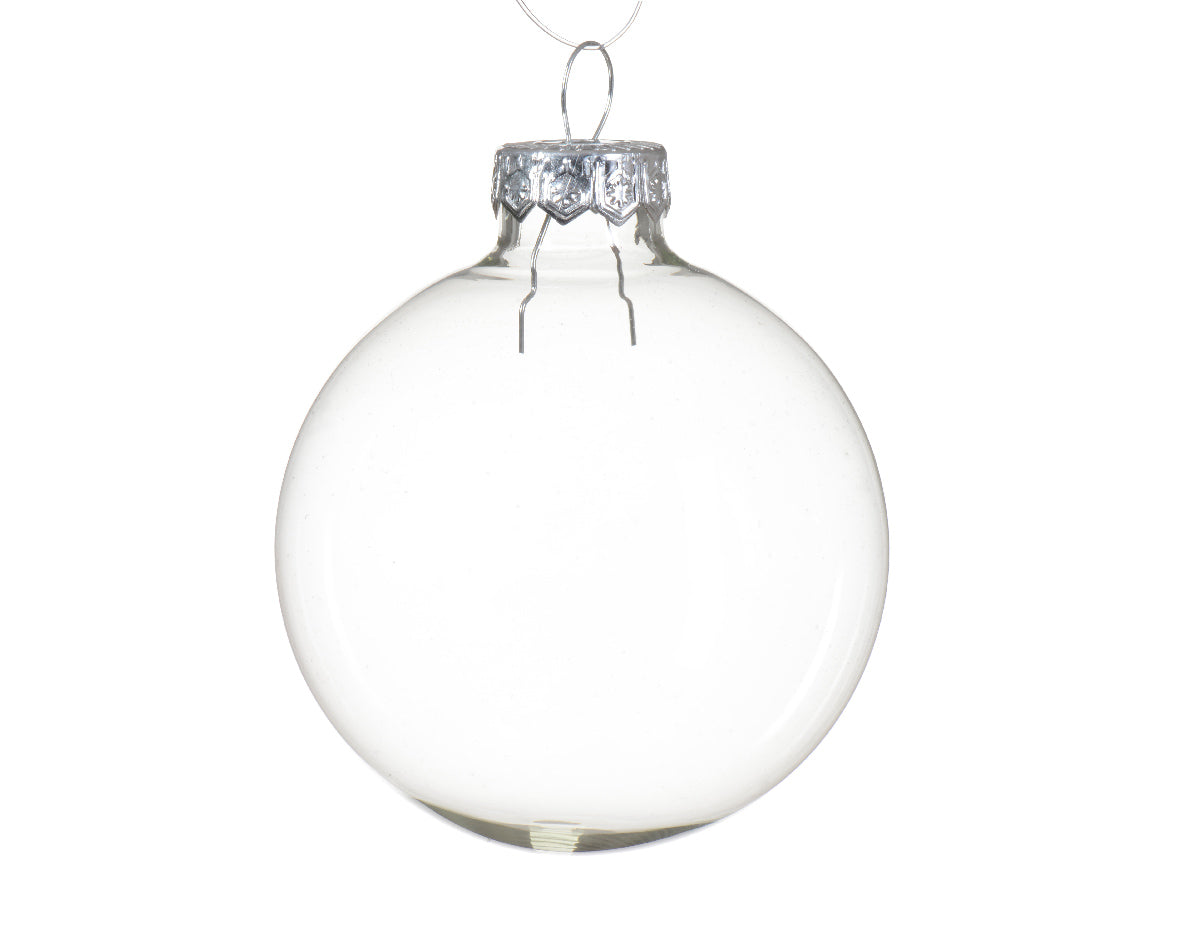Set of 6 Plain Clear 6cm Glass Baubles