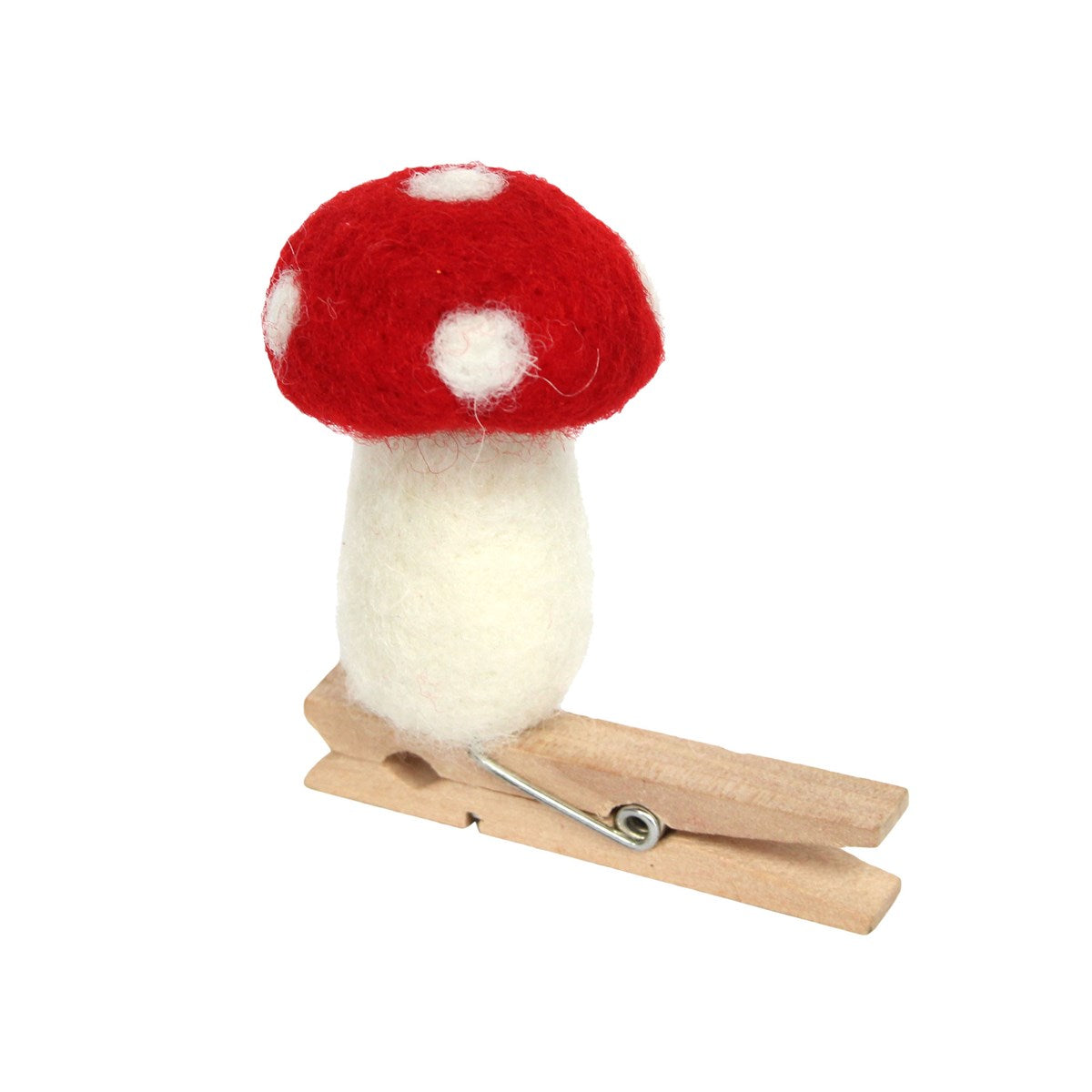 Gisela Graham Red Spotted Wool Toadstool on Peg Decoration - 6cm