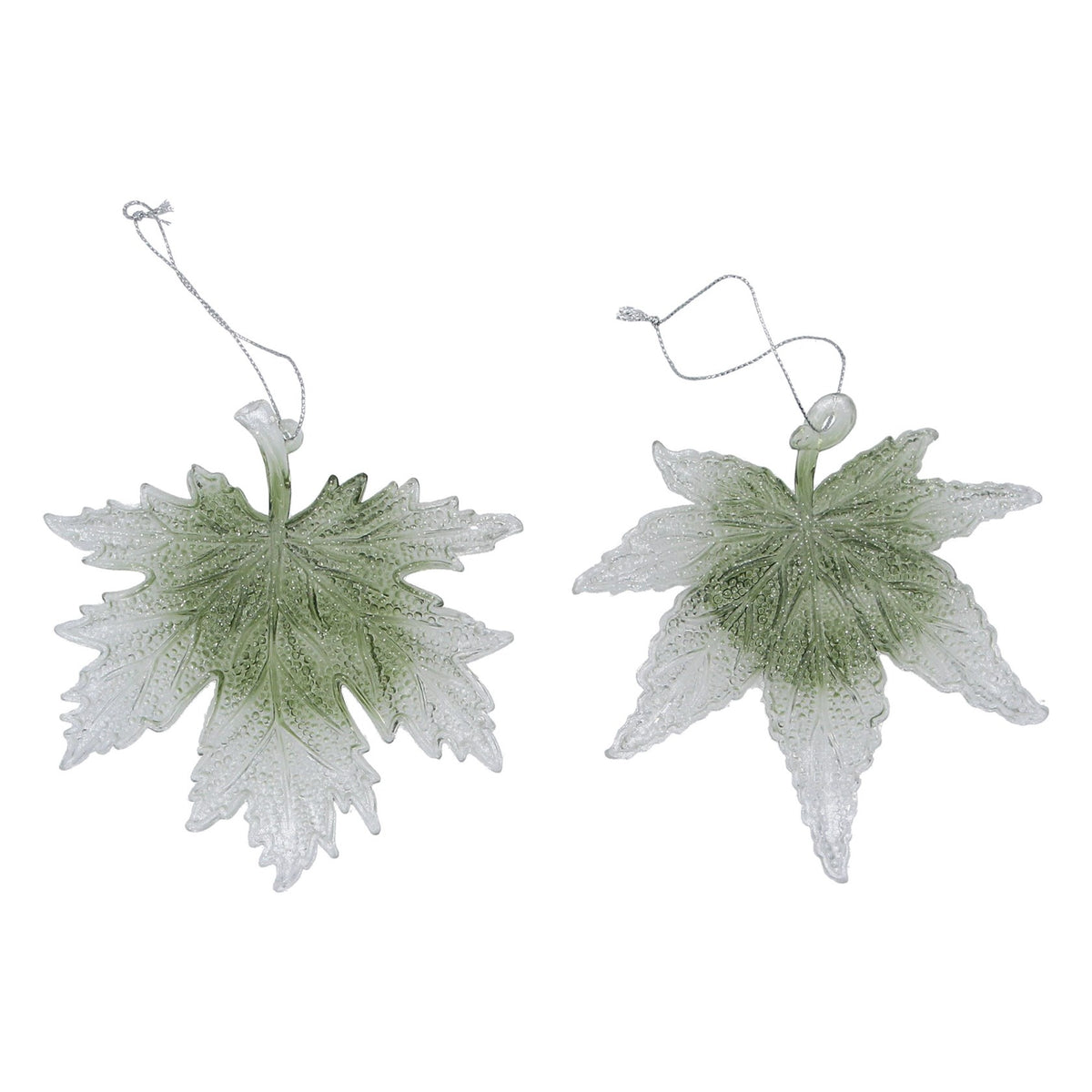 Gisela Graham Acrylic Green & Clear Leaf Bauble - 13cm
