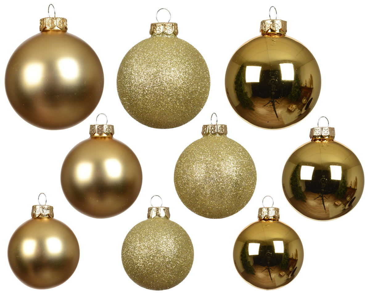 Light Gold 7cm Glass Baubles - Set of 21