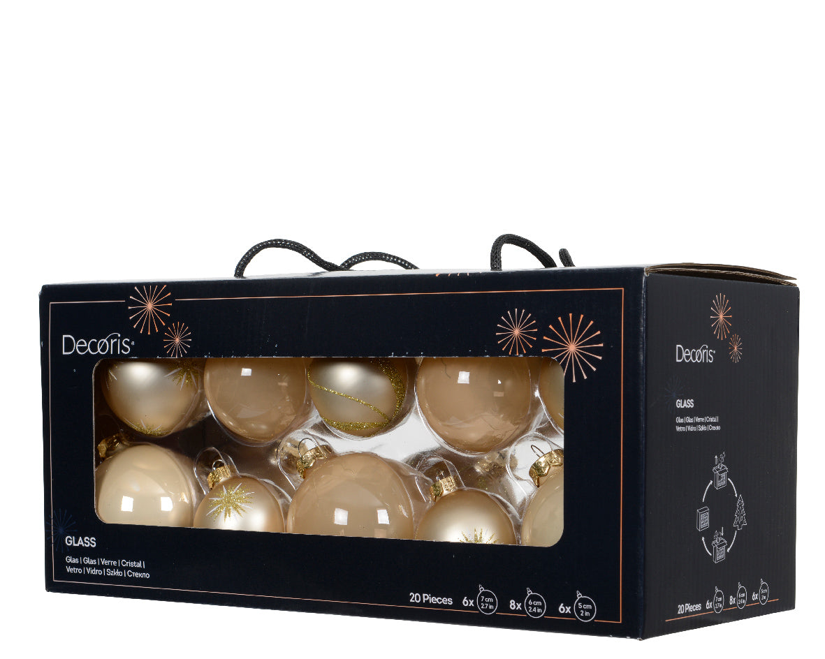 Pearl Assorted Glass Baubles - Set of 20