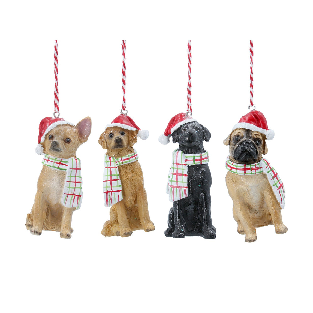 Gisela Graham - Adorable Resin Christmas Dogs Tree Decoration / Bauble