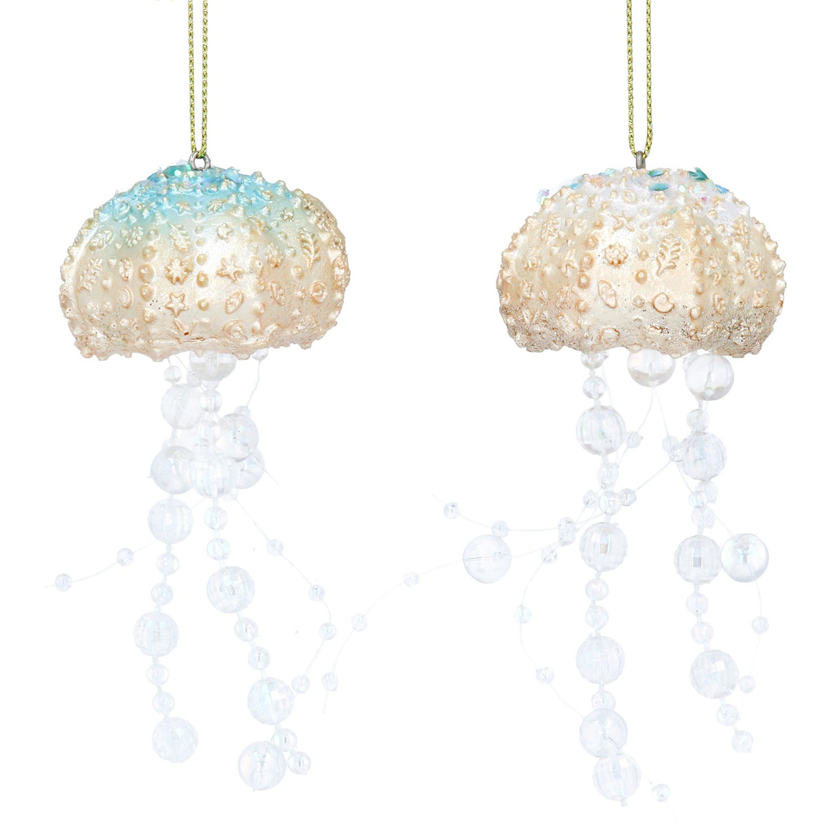 Gisela Graham - Blue & Gold Resin Jelly Fish Hanging Decoration - Single