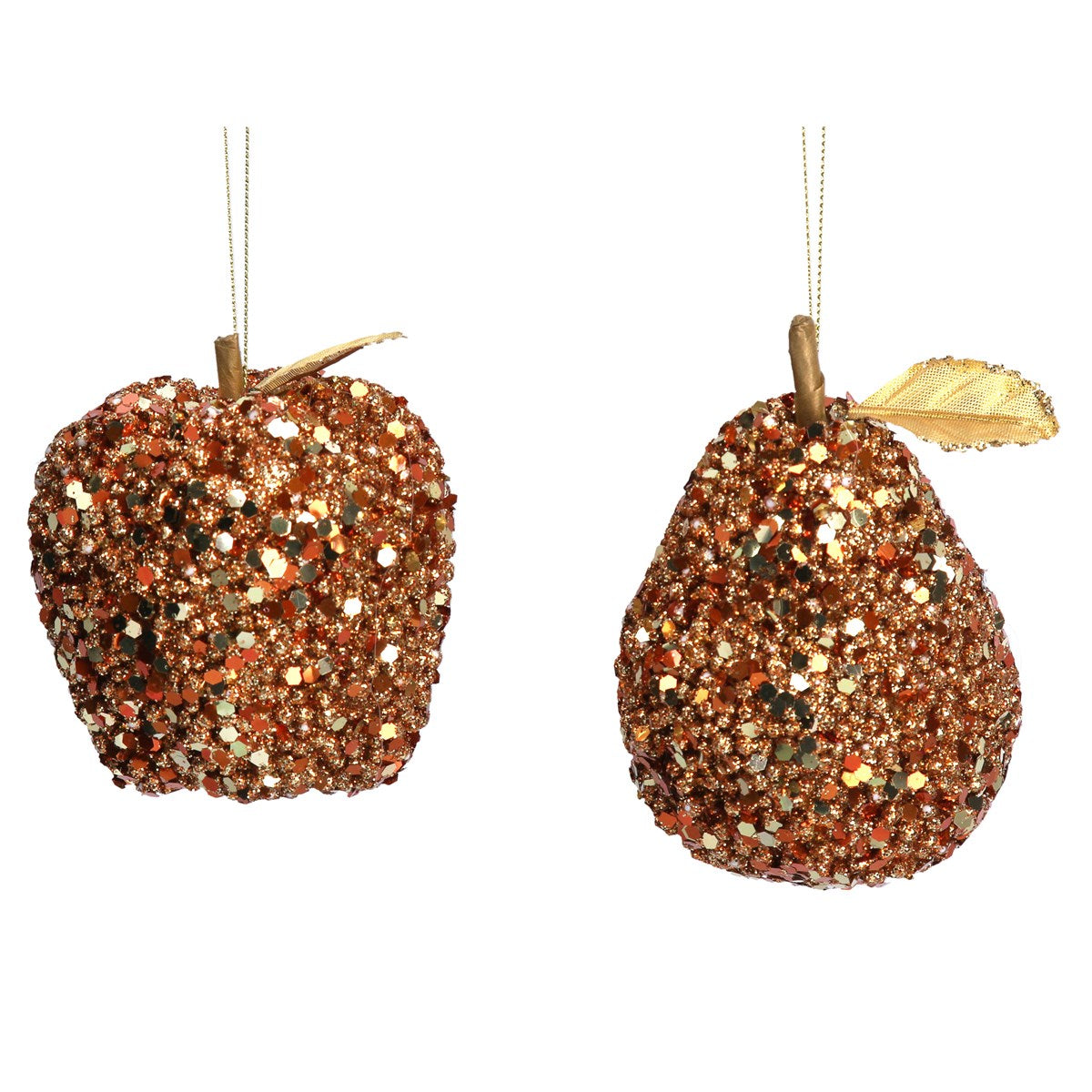 Gisela Graham - Copper Sequin Fruit Apple or Pear - 9cm