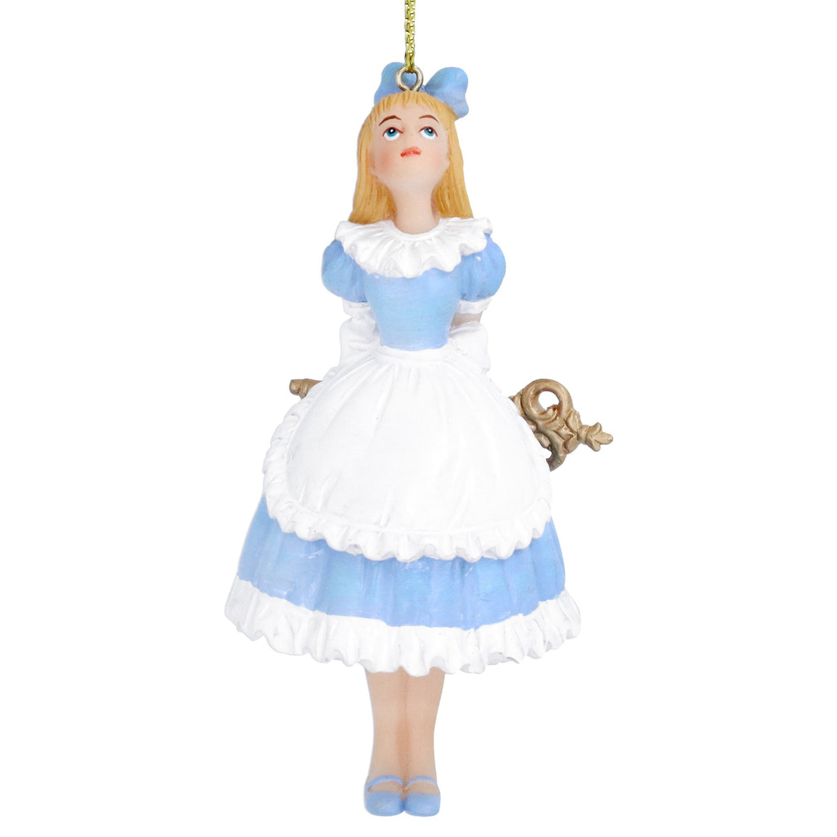 Gisela Graham - Blue and White Alice and Key Christmas Tree Bauble