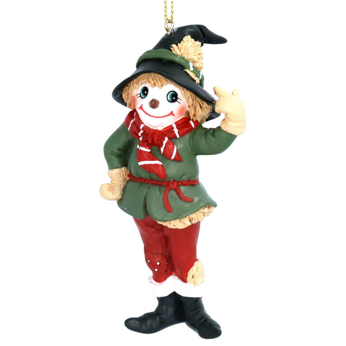 Gisela Graham - Red and Green Resin Scarecrow Christmas Tree Decoration / Bauble