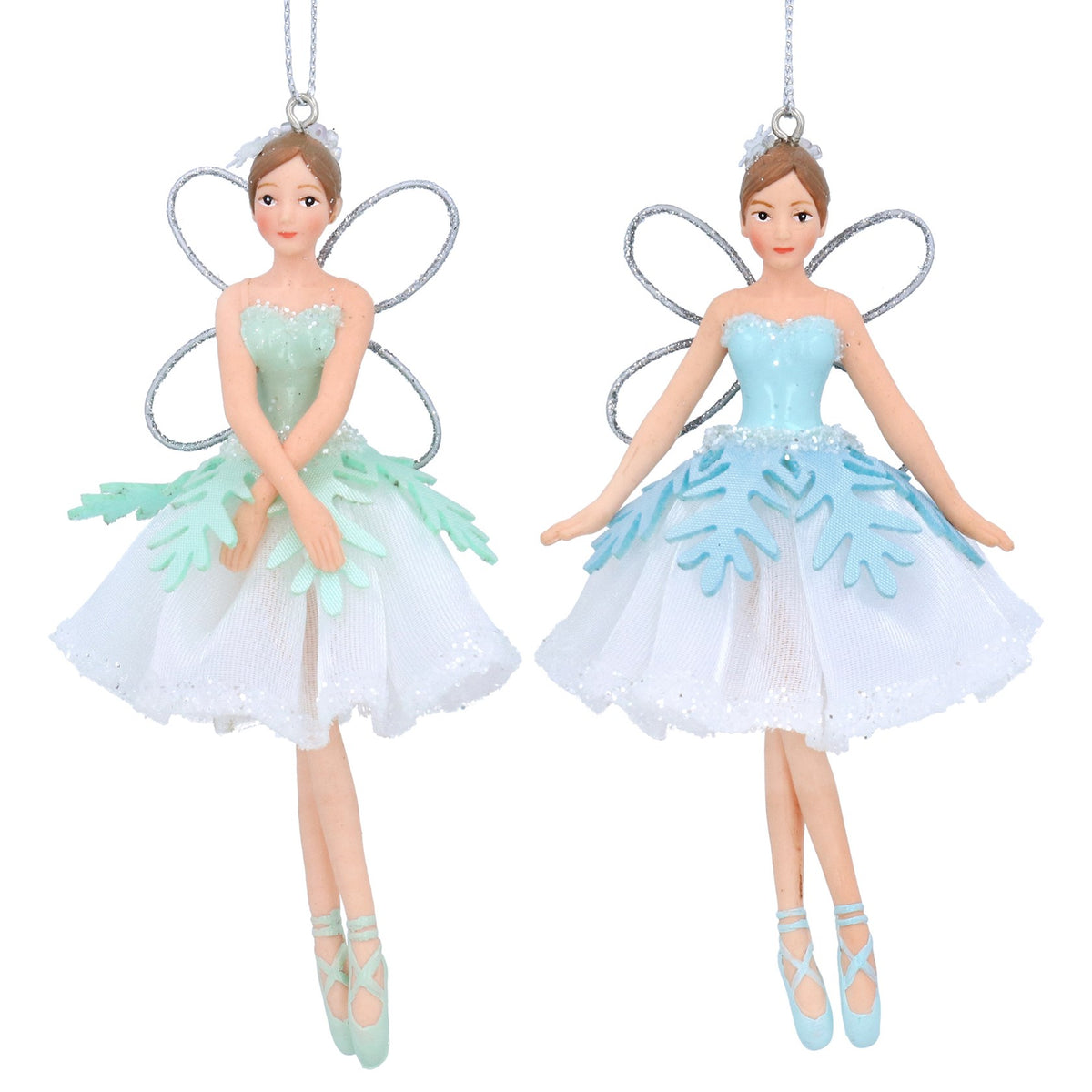 Gisela Graham -  Blue or Green Fairy Christmas Tree Decoration / Bauble