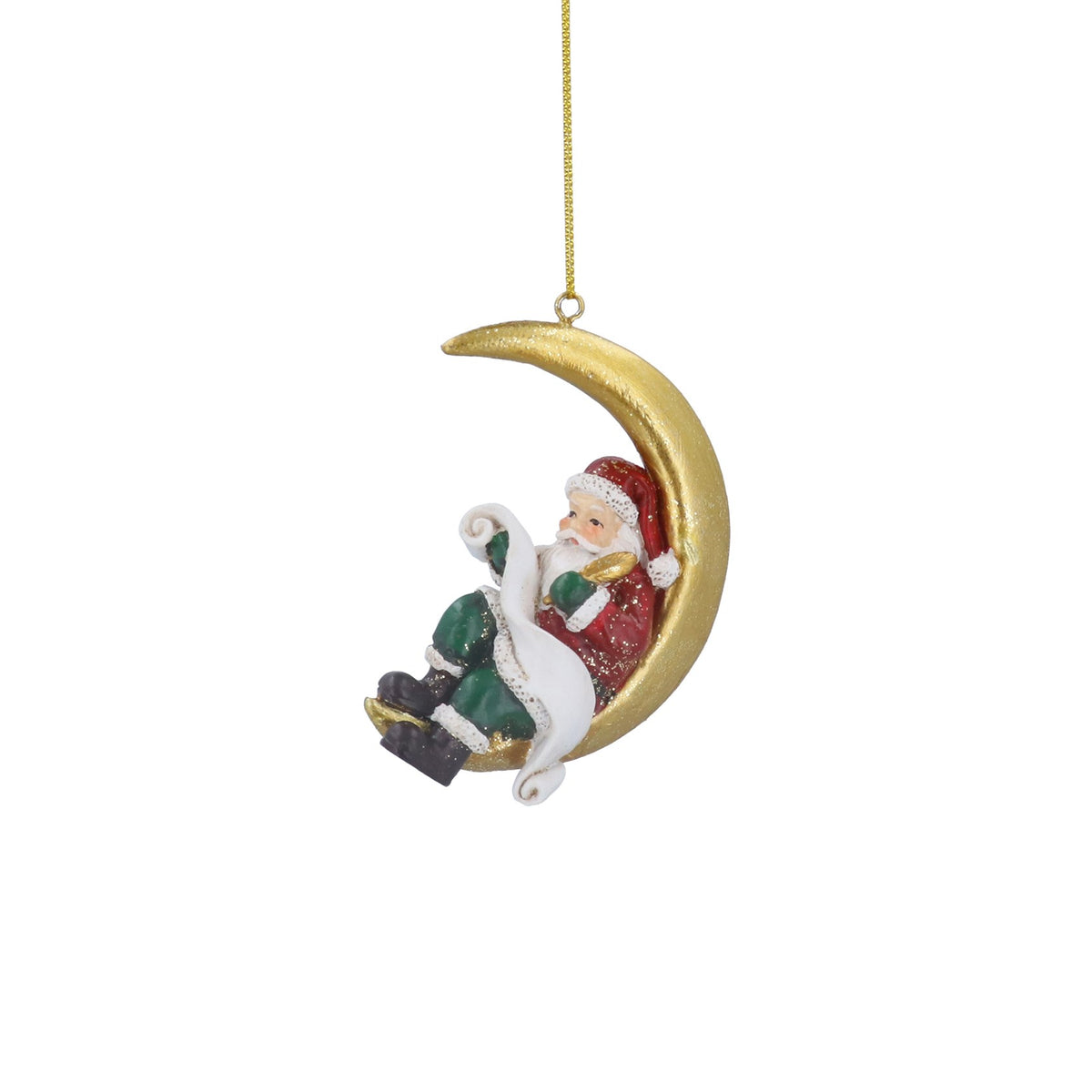 Gisela Graham Nostalgia Santa on Moon Christmas Bauble 8cm