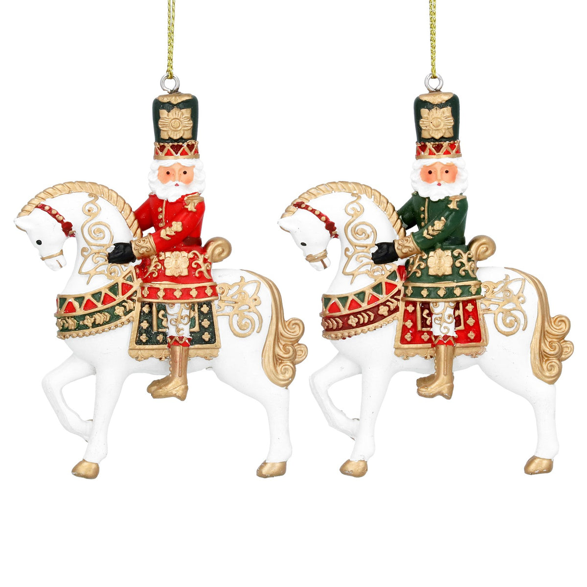 Gisela Graham - Resin Regal Nutcracker on Horse Hanging Decoration Single