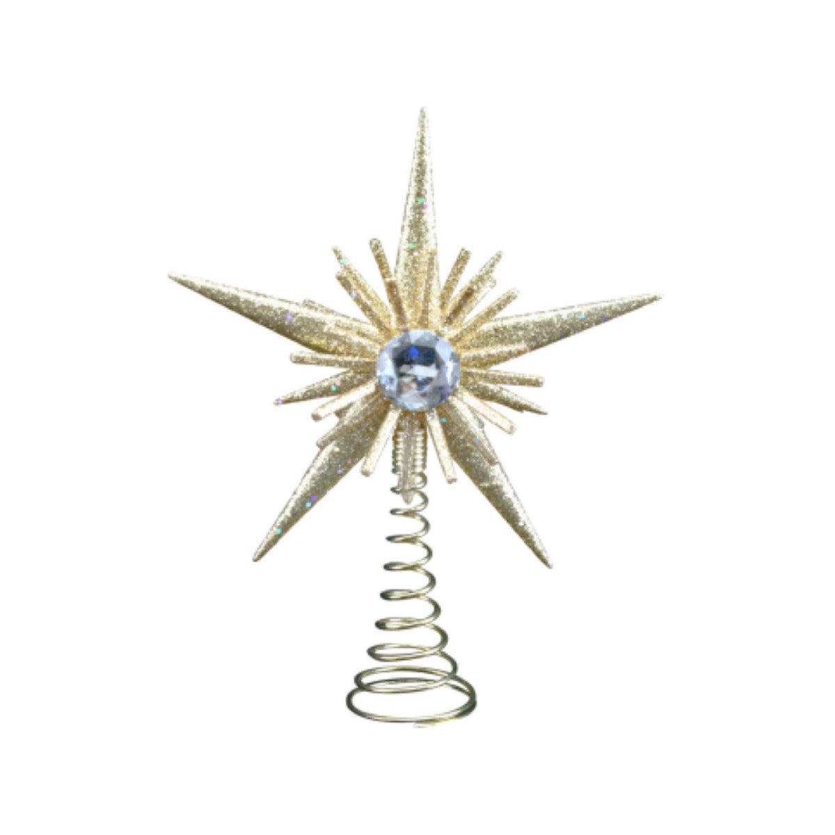 Gisela Graham - Acrylic Gold Sparkle Starburst Star Tree Topper - 12cm