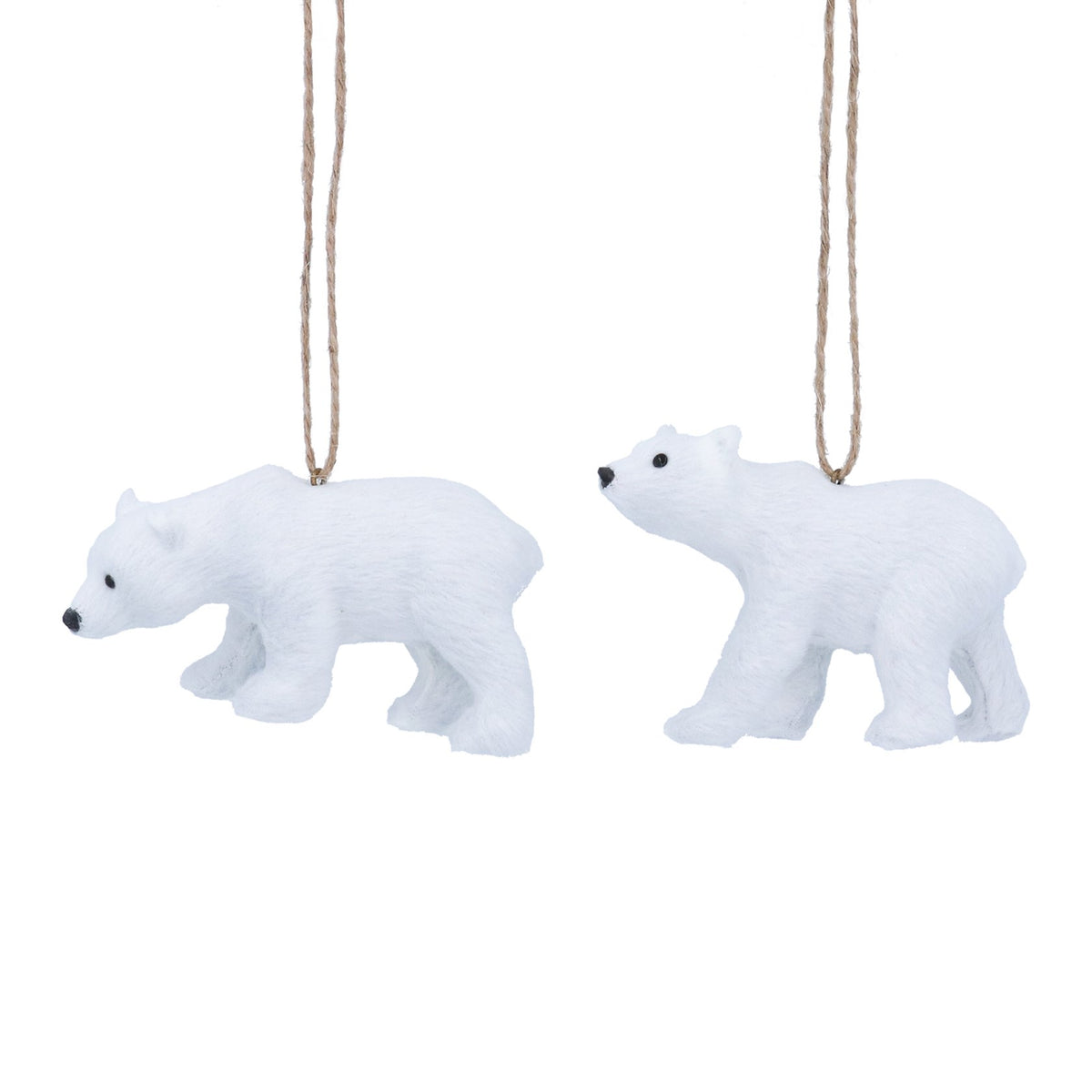 Gisela Graham White Faux Fur Polar Bear Christmas Bauble 6cm