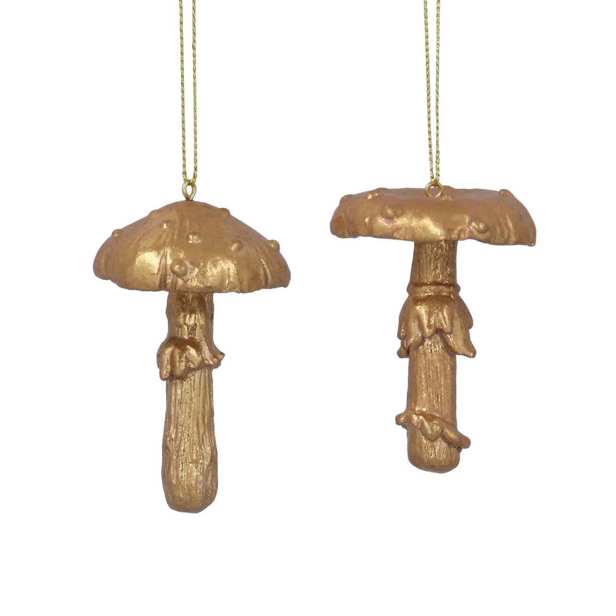 Gisela Graham Old Gold Toadstool Resin Bauble - 8cm