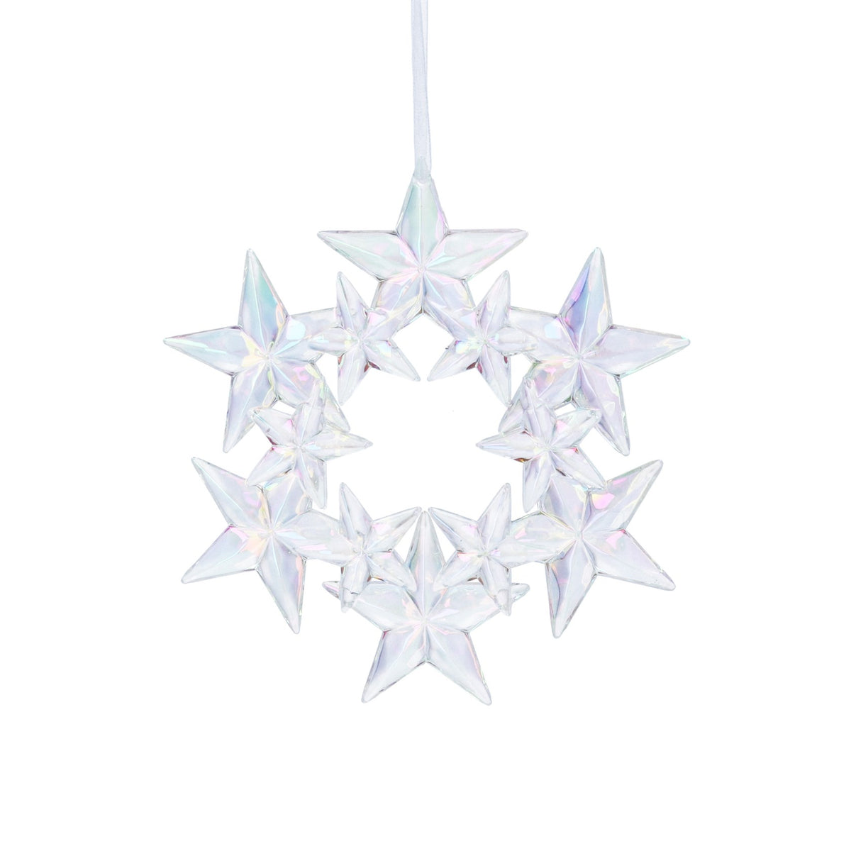 Gisela Graham - Rainbow Acrylic Star Wreath Decoration Christmas Tree Decoration / Bauble