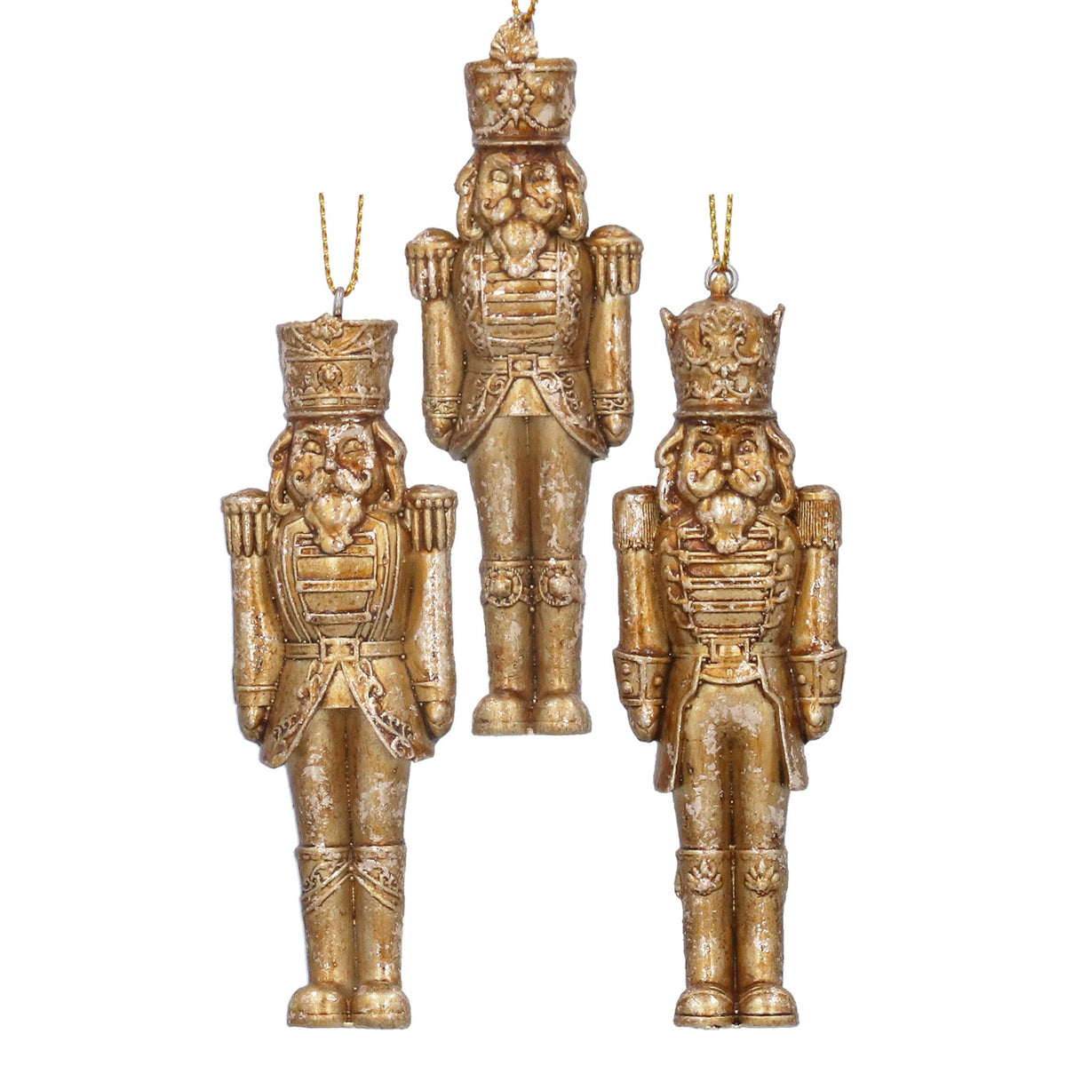 Gisela Graham - Resin Golden Nutcracker Christmas Decoration Single - 10.5cm