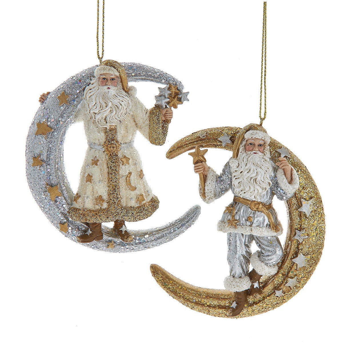 Celestial Santa On Moon Crescent Christmas Bauble
