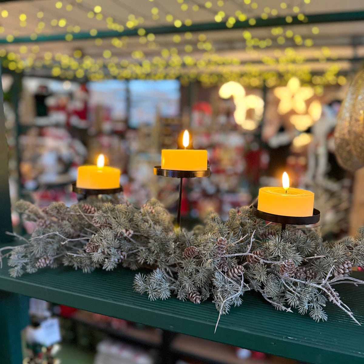 Large Three Candle Needle Pinecone Candle Holder