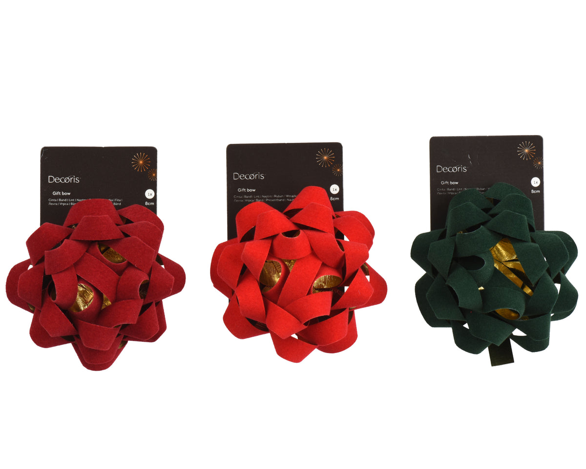 Oxblood/Red/Green Gift Bow 8cm