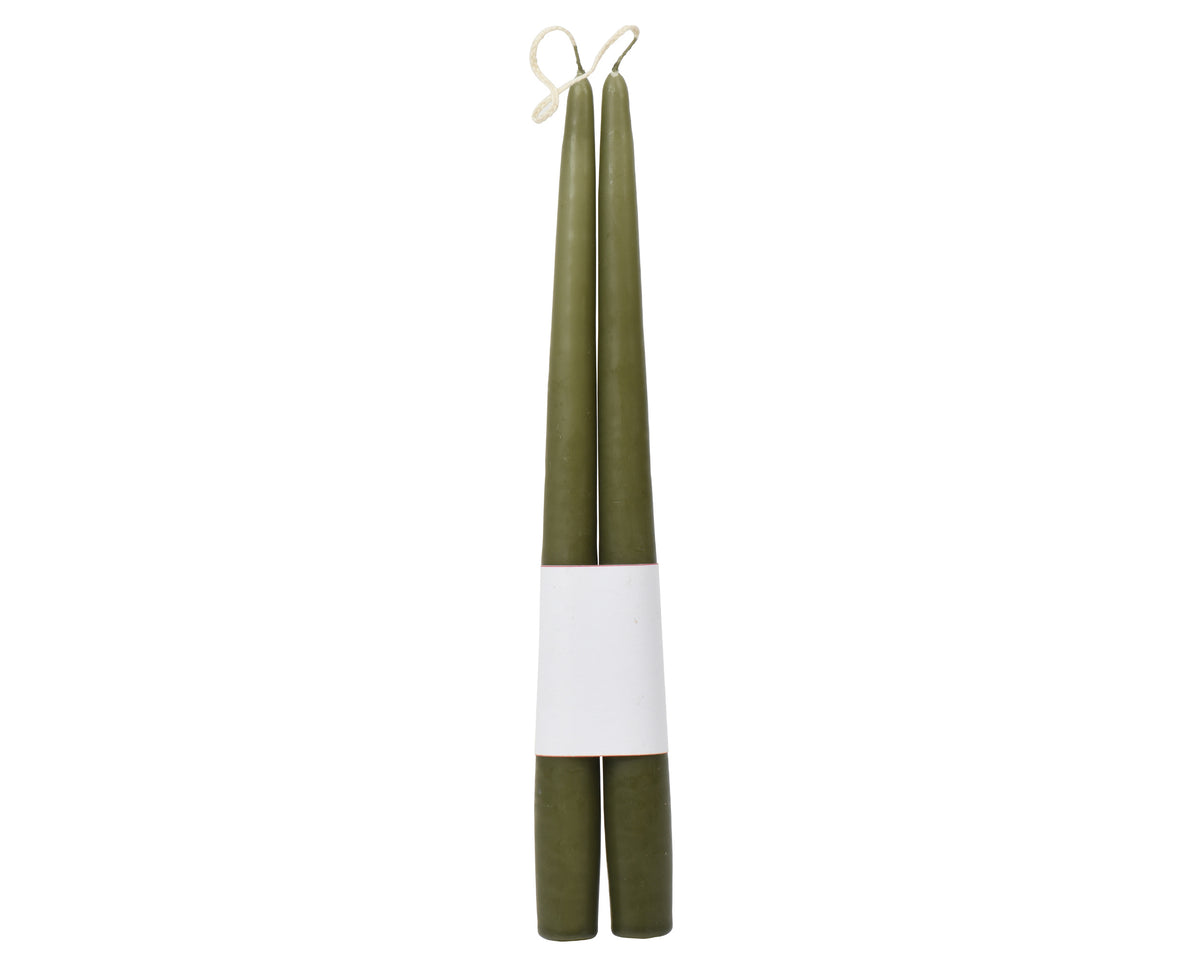 Pack of 2 Green Dinner Candles 32cm