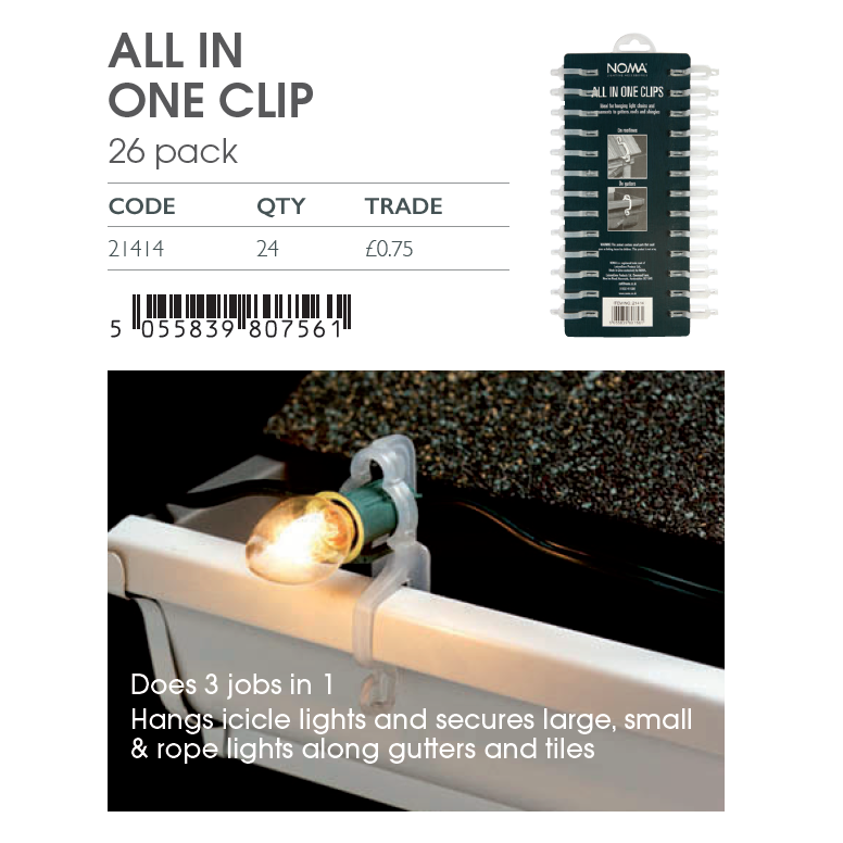 Noma All in One Clip for Lights - Pack of 26