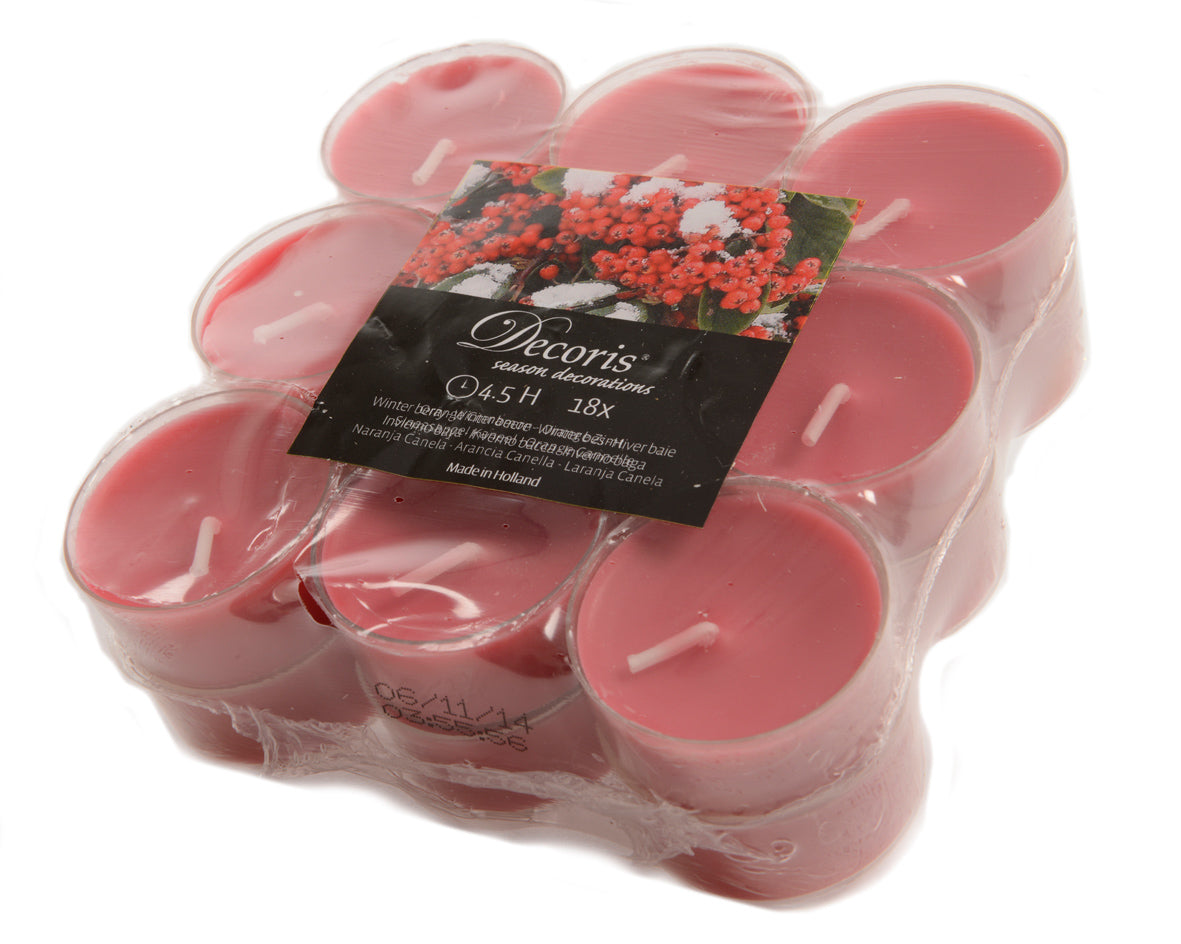 Pack of 18 Scented Red Tea Light Candles