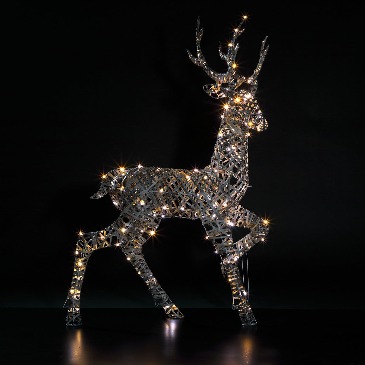 NOMA Grey Rattan Richmond Reindeer Stag with 180 Duo LEDs Warm & Cool ...