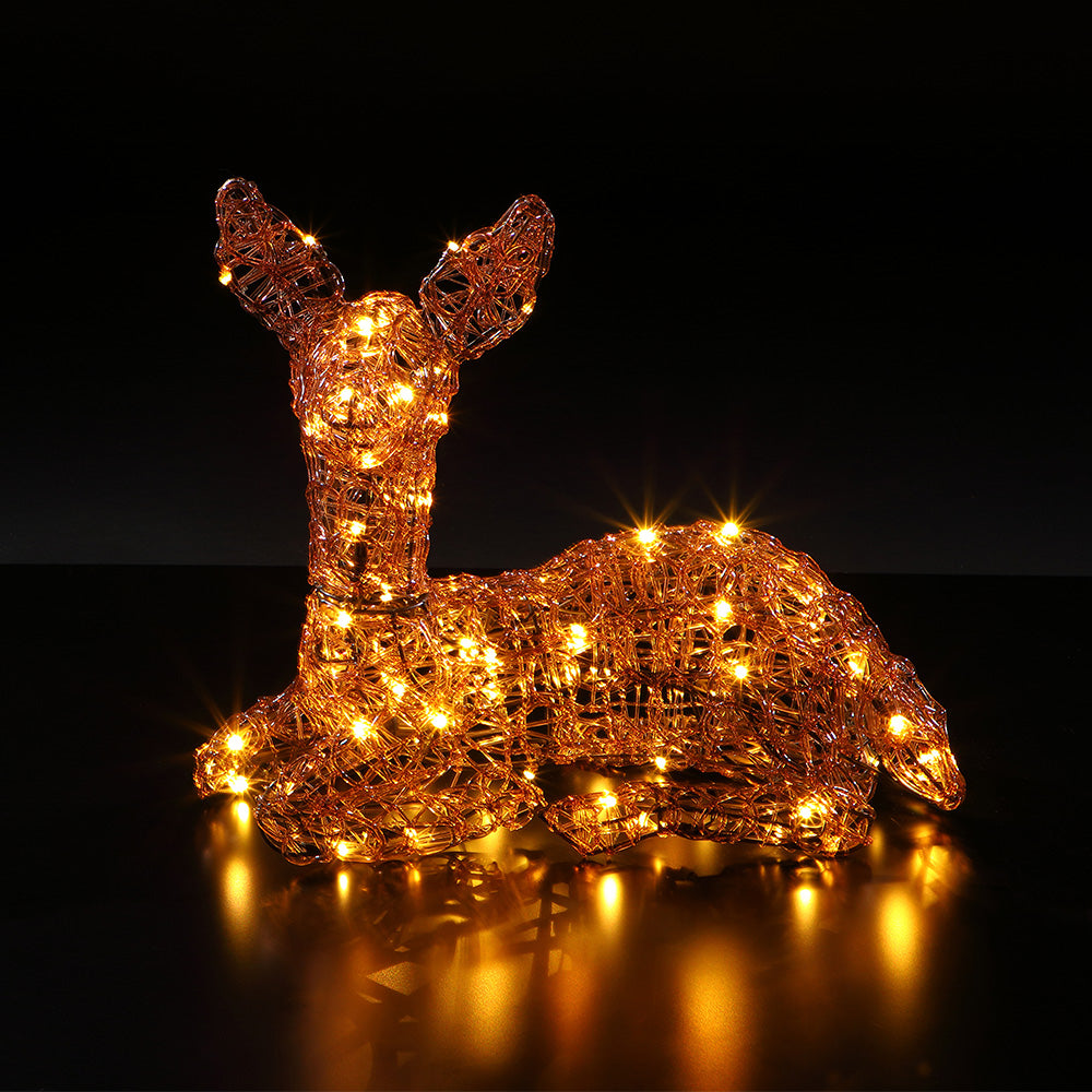 NOMA 36cm Brown Acrylic Resting Baby Deer 65 LEDs