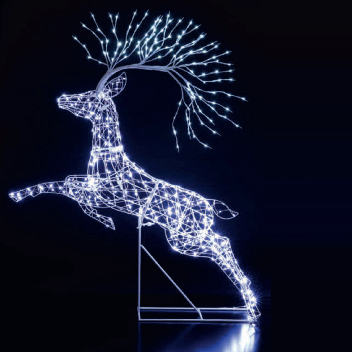 NOMA 1.5m White Flexi Richmond Leaping Stag with Branch Antlers with 528 White LEDs