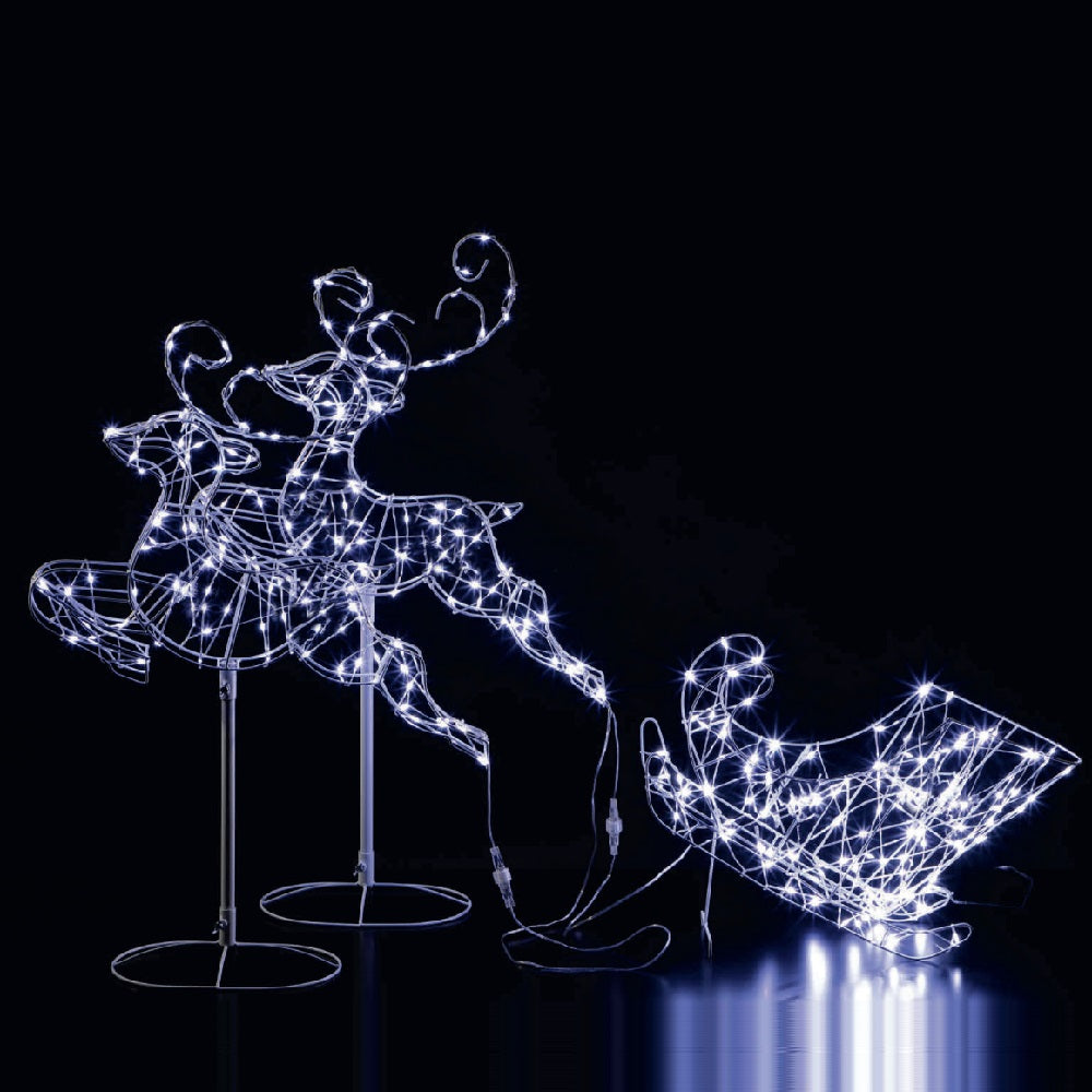 NOMA 96cm Set of 2 Reindeer with Sleigh with 320 Flexi White LEDs