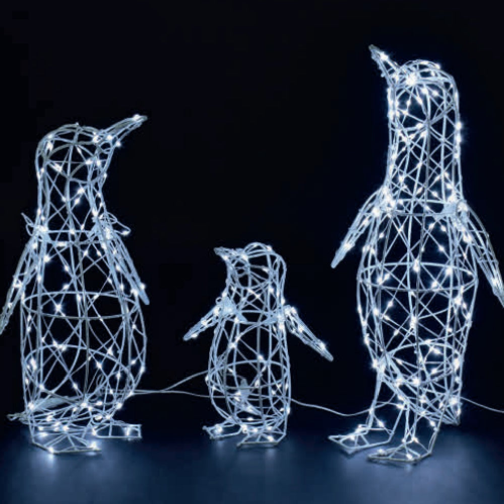 NOMA 60cm White Flexi Penguin Family with 330 White LEDs - Set of 3