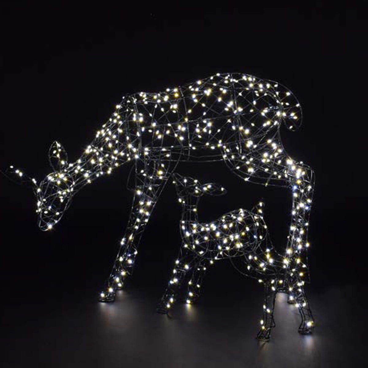 NOMA 70cm Grey Wire Woburn Deer and Fawn with Duo Bulb Warm & Cool White Changeable Lights