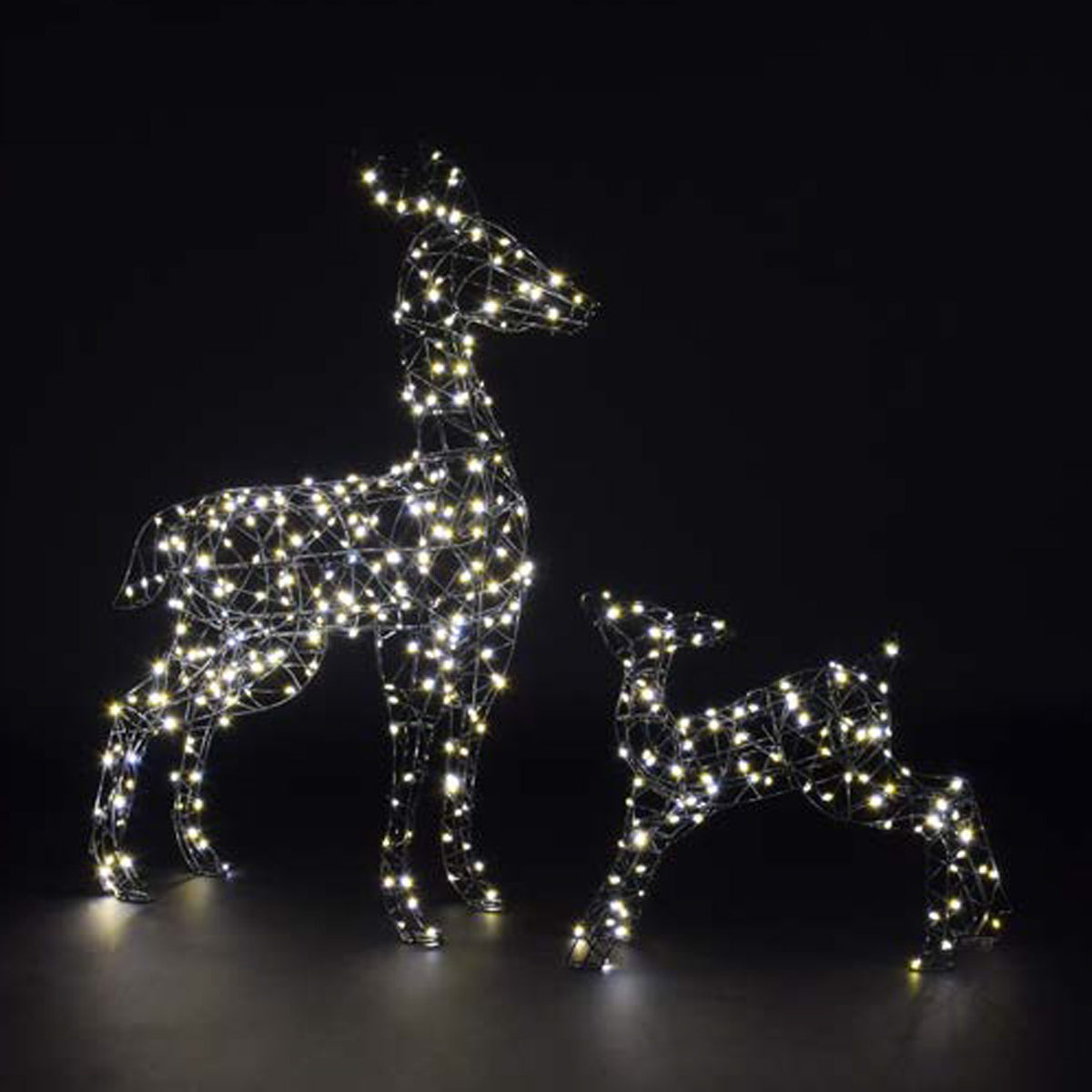 NOMA 90cm Grey Wire Richmond Deer and Fawn with Duo Bulb Warm & Cool White Changeable Lights