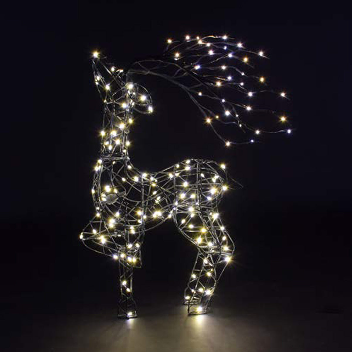 NOMA 66cm Grey Wire Tatton Standing Stag with Branch Antlers & Duo Bulb Warm & Cool White Changeable Lights