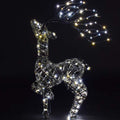 NOMA 66cm Grey Rattan Tatton Standing Grazing Stag with Branch Antlers & Duo Bulb Warm & Cool White Changeable Lights